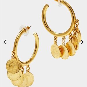 Ben-Amun Gold tone charm Coin Dangle Earrings